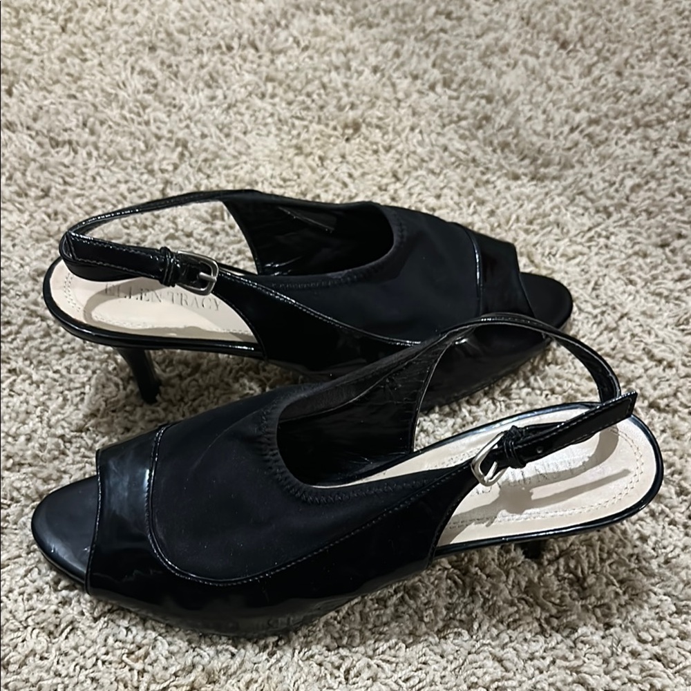 Elegant Black Slingback Heels 8.5